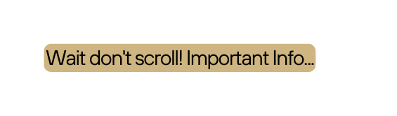 Wait don t scroll Important Info